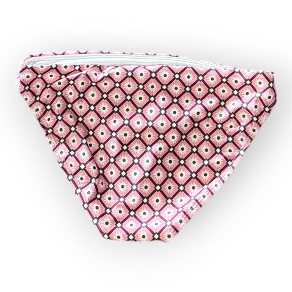 Shade and Shore Shiny Pink Geo Low Rise Med Coverage Bikini Bottom Size Med NWT - Picture 2 of 2